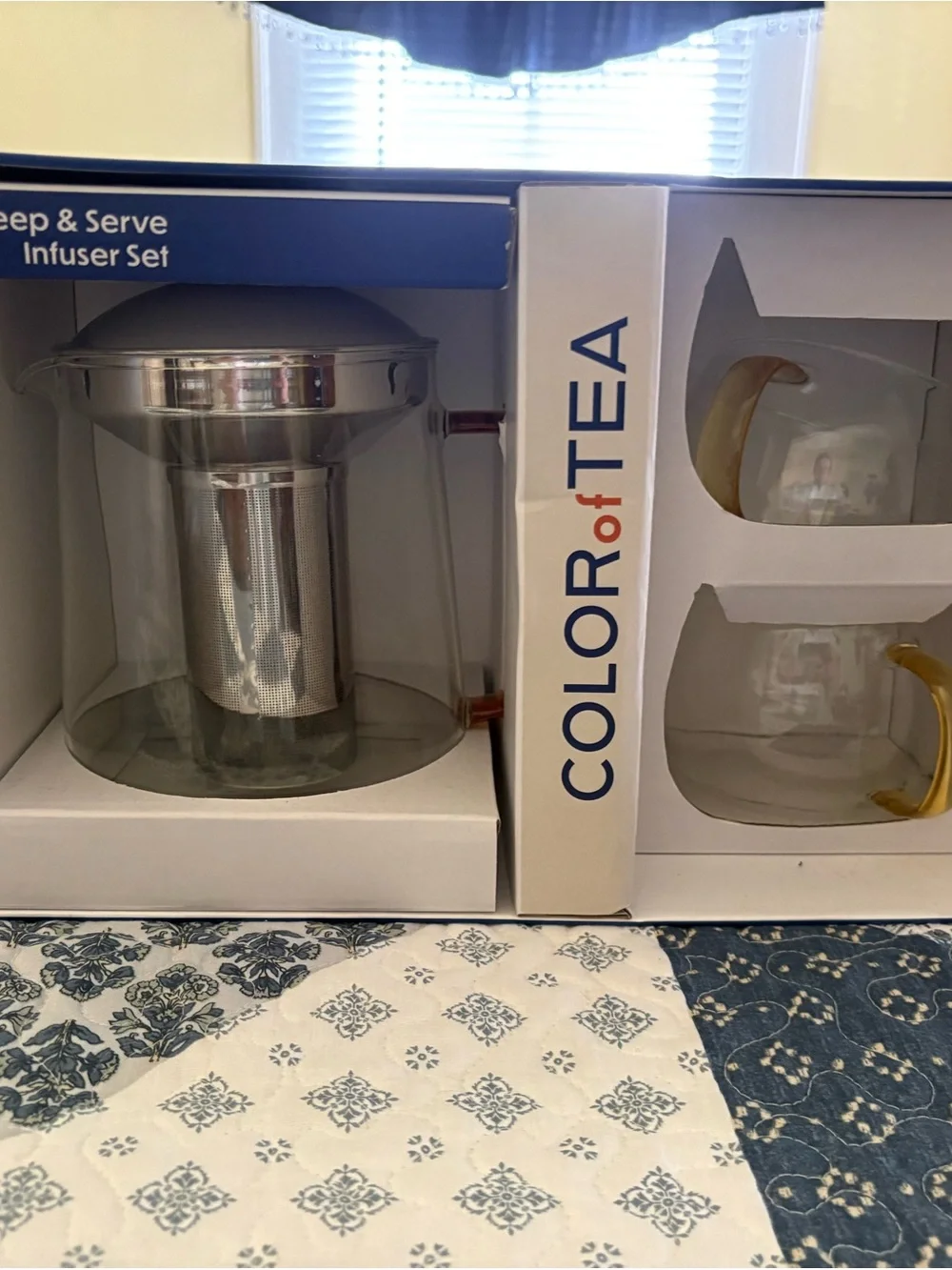 Clear Glass Tea Infuser Set with Yellow Handles